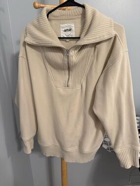 aerie Cream Cozy Terry Sweatshirt